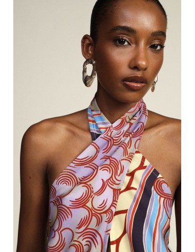Top à col montant noué avec motif géométrique Dixie