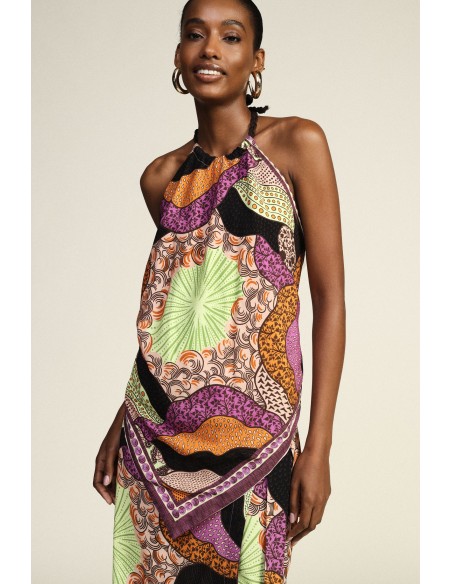 Top bandeau à imprimé géométrique avec lien Dixie