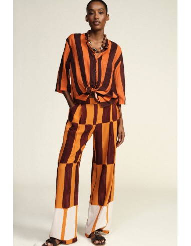 Pantalon palazzo à larges rayures et taille haute Dixie