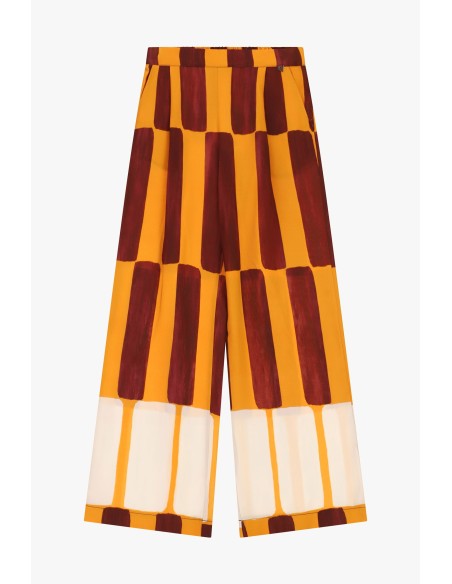 Dixie palazzo-broek met brede strepen en hoge taille