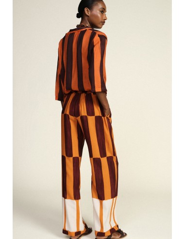 Pantalon palazzo à larges rayures et taille haute Dixie
