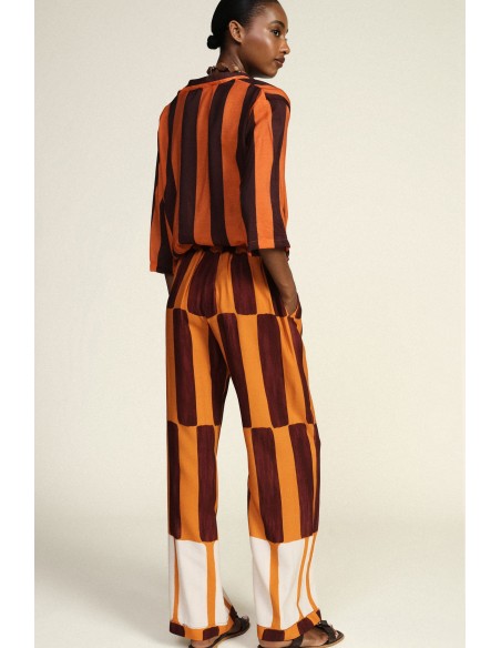 Pantalon palazzo à larges rayures et taille haute Dixie