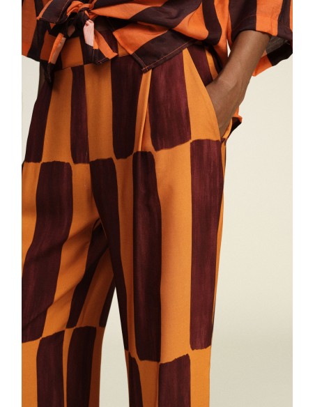 Dixie palazzo-broek met brede strepen en hoge taille
