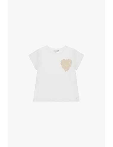 T-shirt à manches courtes avec broderie cœur sur le devant Please