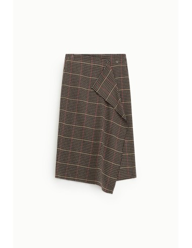 Jupe midi taille haute à motif pied-de-poule Dixie