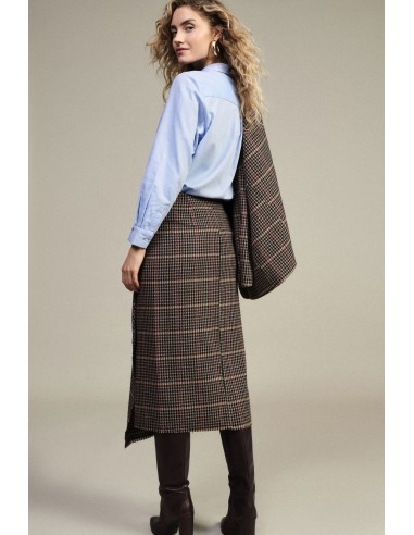 Jupe midi taille haute à motif pied-de-poule Dixie