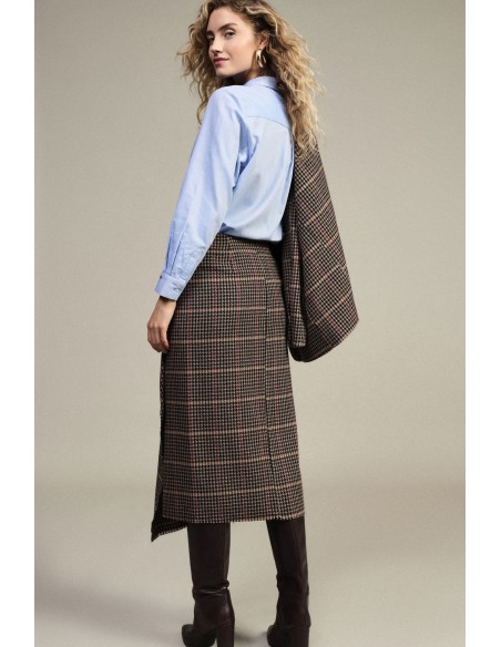 Jupe midi taille haute à motif pied-de-poule Dixie