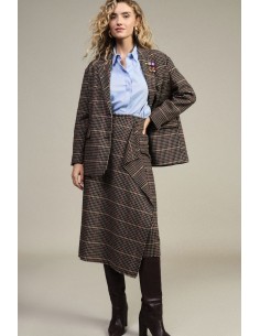 Jupe midi taille haute à motif pied-de-poule Dixie