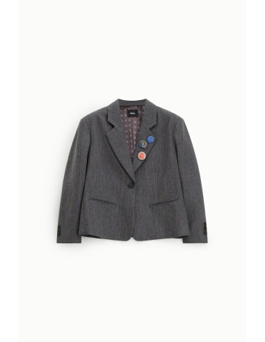 Blazer à boutons et broches décoratifs à motif rayé Dixie