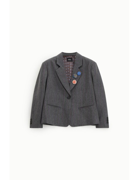 Blazer met knopen en decoratieve spelden, gestreept dessin Dixie