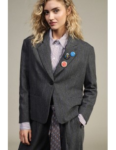 Blazer à boutons et broches décoratifs à motif rayé Dixie