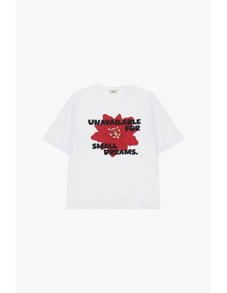 T-shirt à col rond, imprimé floral et phrase sur le devant Dixie