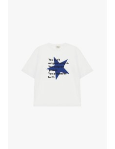 T-shirt à col rond avec inscription et étoile imprimées sur le devant Dixie