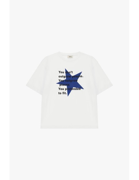 T-shirt à col rond avec inscription et étoile imprimées sur le devant Dixie