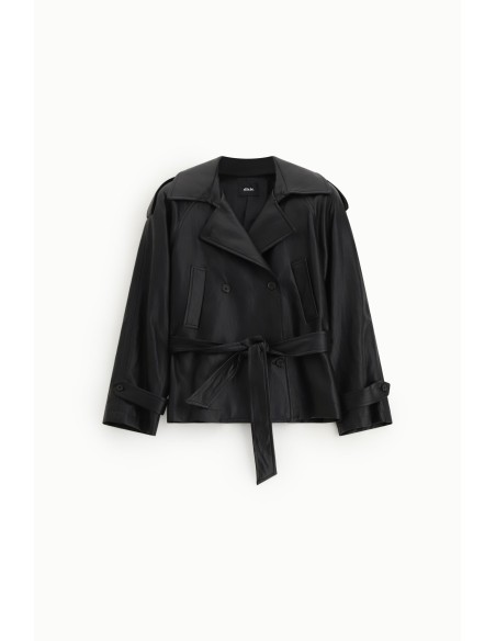 Korte trenchcoat met ceintuur en revers Dixie