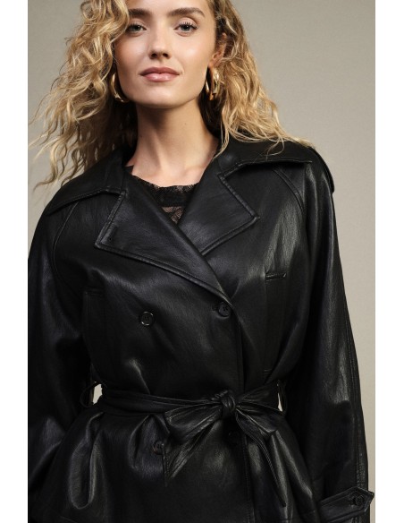 Trench court avec ceinture et revers Dixie