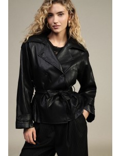 Korte trenchcoat met ceintuur en revers Dixie