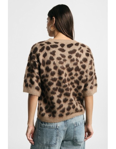Pull à imprimé animalier à manches trois-quarts s’il vous plaît