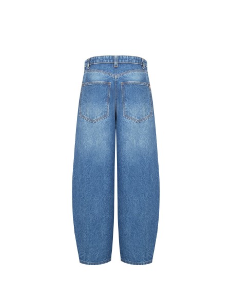 Jean balloon effet usé avec revers à la taille Rinascimento