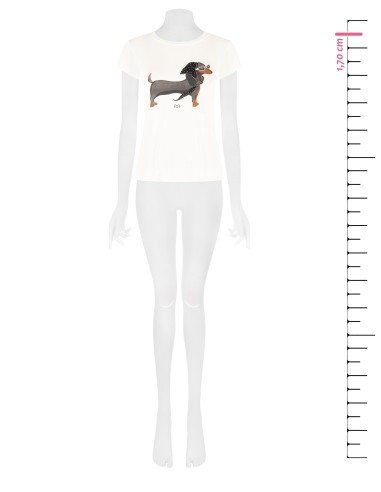 T-shirt regular en mélange de viscose avec imprimé teckel et strass Rinascimento