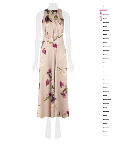 Robe longue en satin fleuri avec corsage plissé Rinascimento