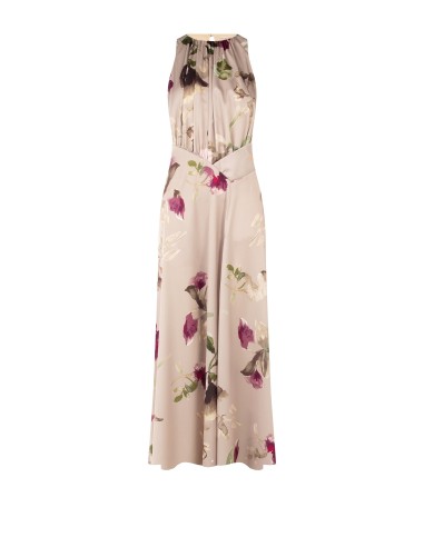 Robe longue en satin fleuri avec corsage plissé Rinascimento
