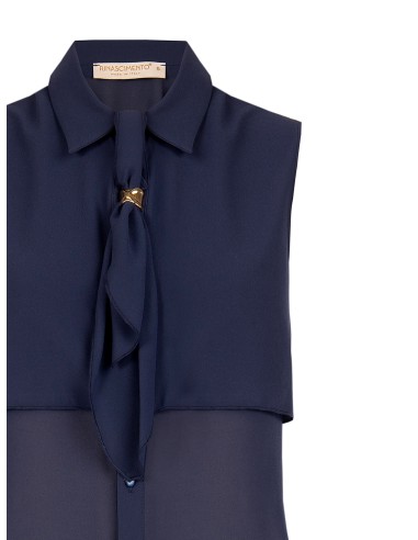 Blouse cintrée en georgette avec lavallière et détail bijou Rinascimento