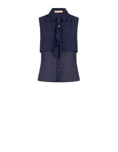 Blouse cintrée en georgette avec lavallière et détail bijou Rinascimento