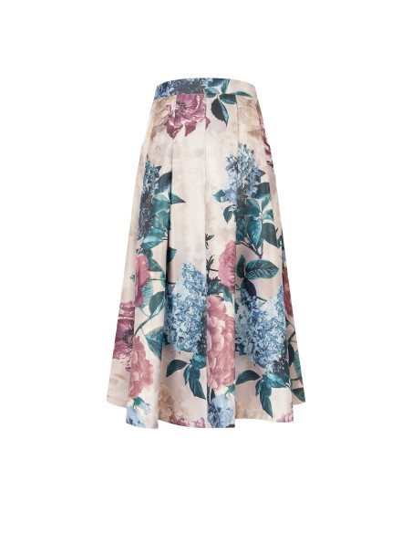 Jupe longue en satin duchesse à fleurs avec poches Rinascimento