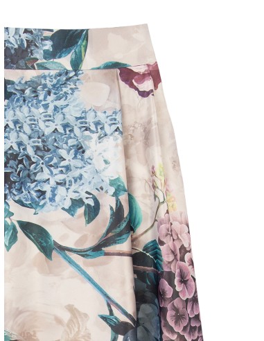 Jupe longue en satin duchesse à fleurs avec poches Rinascimento