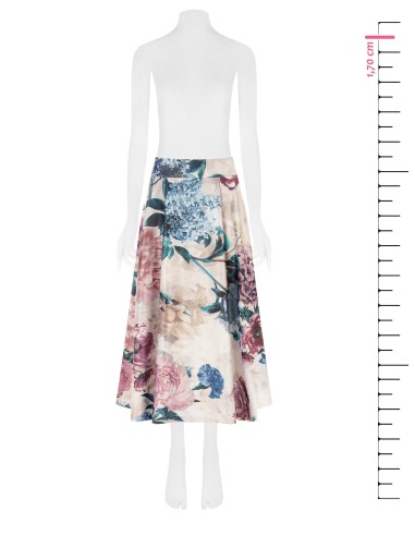 Jupe longue en satin duchesse à fleurs avec poches Rinascimento