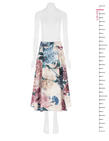 Jupe longue en satin duchesse à fleurs avec poches Rinascimento