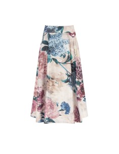 Jupe longue en satin duchesse à fleurs avec poches Rinascimento