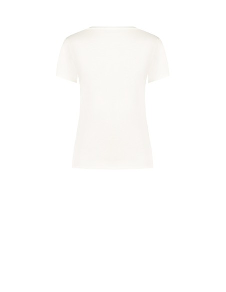 Regular T-shirt van katoenmix met luipaardprint en strasssteentjes Rinascimento