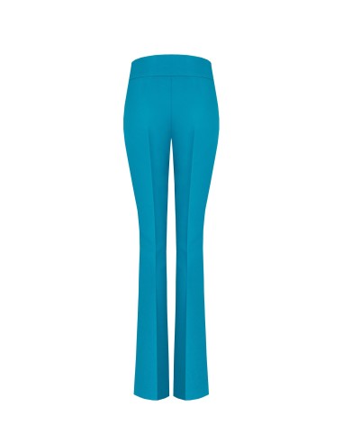 Rinascimento broek met wijde pijpen van technische stof en een tailleband