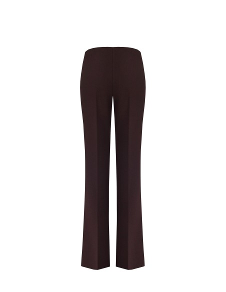 Pantalon droit en crêpe scuba à taille élastiquée Rinascimento