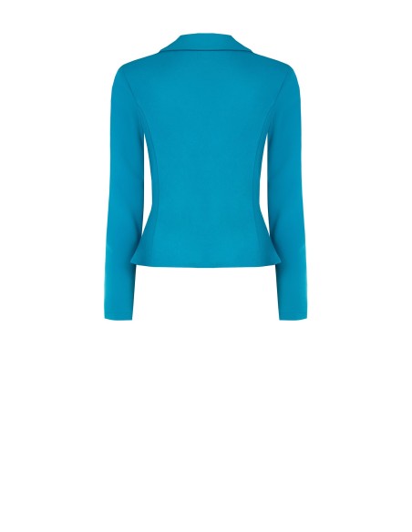 Veste blazer courte cintrée à double boutonnage en crêpe scuba avec boutons coordonnés Rinascimento
