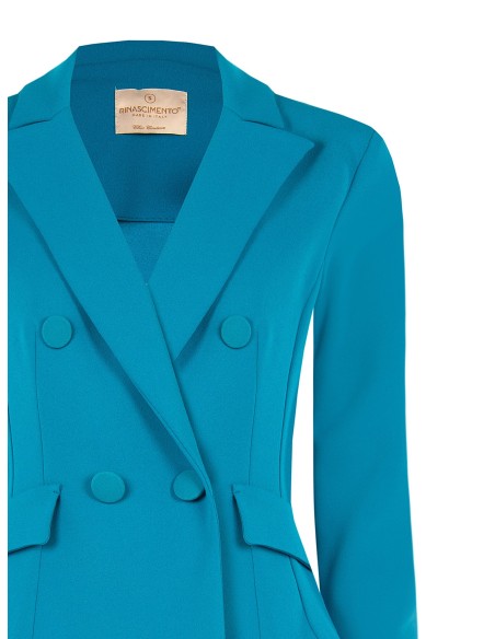 Veste blazer courte cintrée à double boutonnage en crêpe scuba avec boutons coordonnés Rinascimento