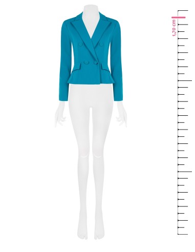 Veste blazer courte cintrée à double boutonnage en crêpe scuba avec boutons coordonnés Rinascimento