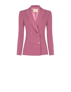 Veste blazer cintrée en tissu cady avec boutons métalliques ton sur ton Rinascimento