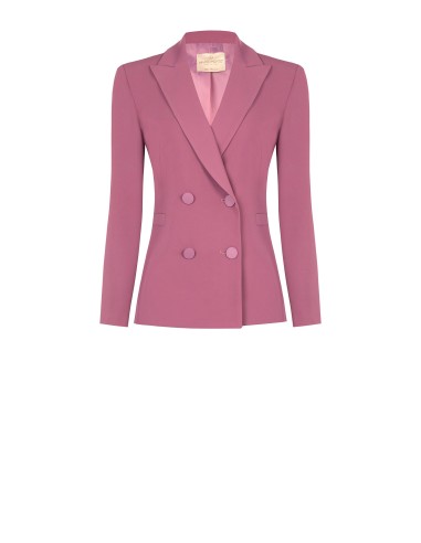 Veste blazer cintrée en tissu cady avec boutons métalliques ton sur ton Rinascimento