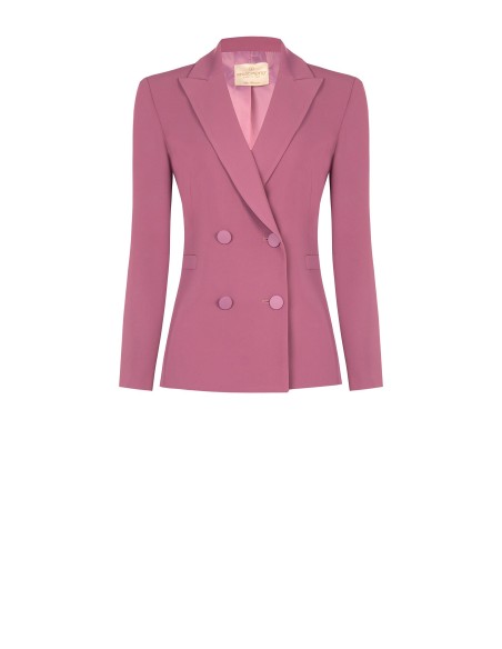 Veste blazer cintrée en tissu cady avec boutons métalliques ton sur ton Rinascimento
