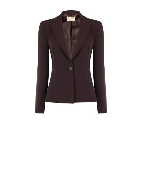 Veste blazer cintrée en tissu cadi avec bouton en métal ton sur ton Rinascimento
