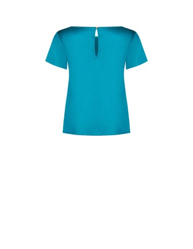 Vloeiende satijnen blouse met korte mouwen en ronde hals van Rinascimento