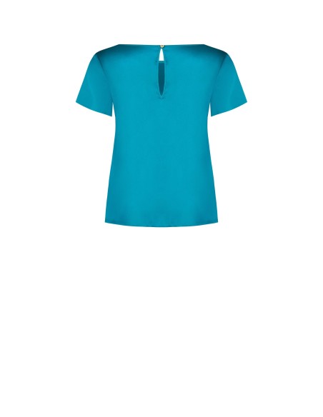 Blouse fluide en satin à manches courtes et encolure ronde Rinascimento