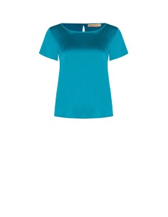 Blouse fluide en satin à manches courtes et encolure ronde Rinascimento