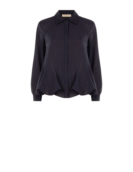 Blouse fluide en lyocell avec bas volanté et boutons dissimulés Rinascimento
