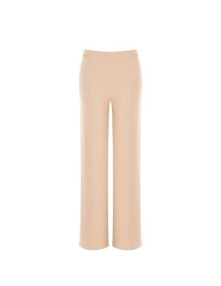 Pantalon palazzo en crêpe scuba à taille élastiquée Rinascimento