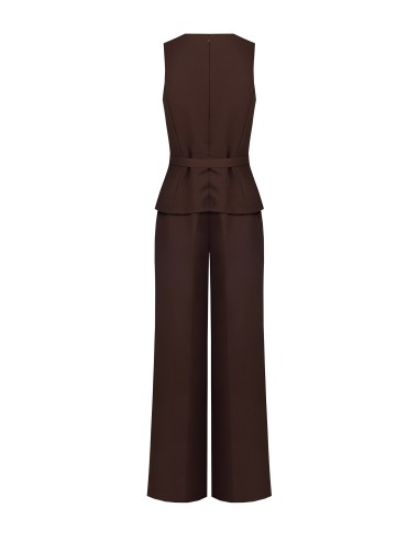 Jumpsuit van cadystof met tweedeligeffect, bijpassende stevige riem en gesp met RR Rinascimento-logo