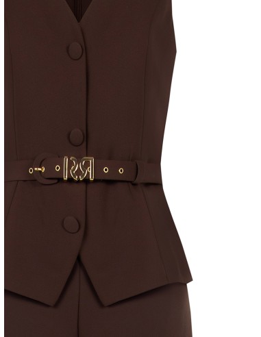 Combinaison intégrale en tissu cady effet 2 pièces, avec ceinture rigide assortie et boucle ornée du logo RR Rinascimento